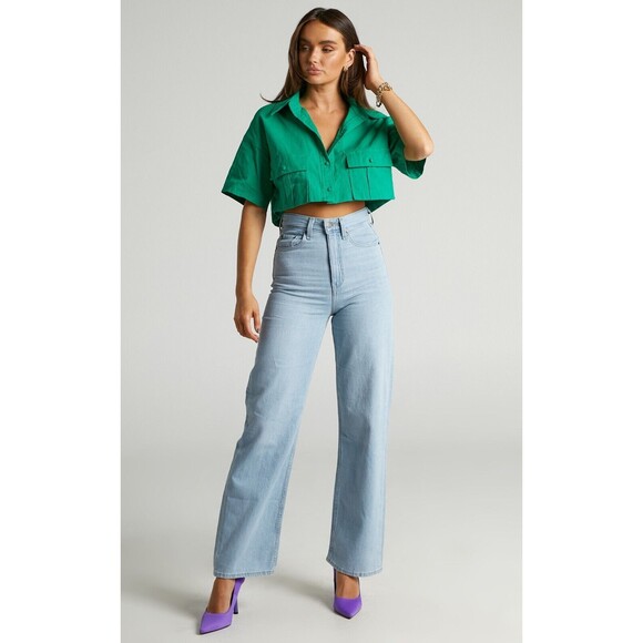 Levis Premium Womens High Loose Denim Jeans Blue Straight Wide Leg Baggy New - Picture 4 of 15